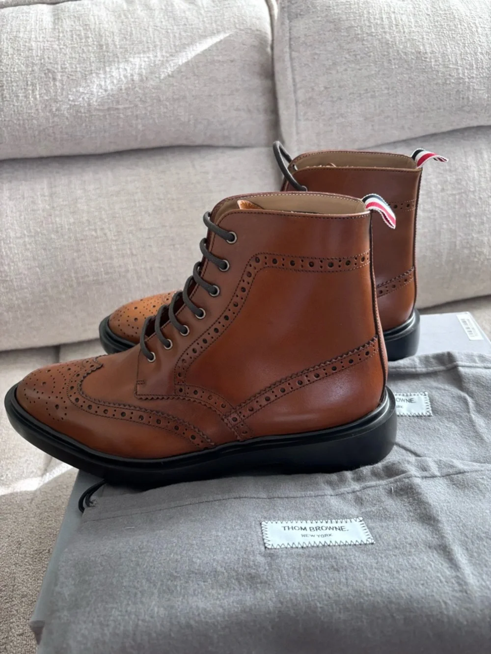 Thom Browne Brown Leather Wingtip Lace-Up Boots 7